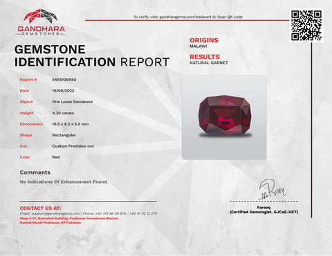 Intense Red Malawi Garnet gemstone From Malawi