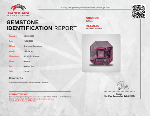 Natural Purple Cut Spinel Gem