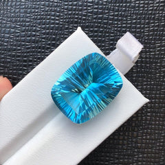 concave cut blue topaz - gandhara gems