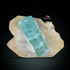 Seafoam Blue Tourmaline On Smoky Quartz With Kunzite