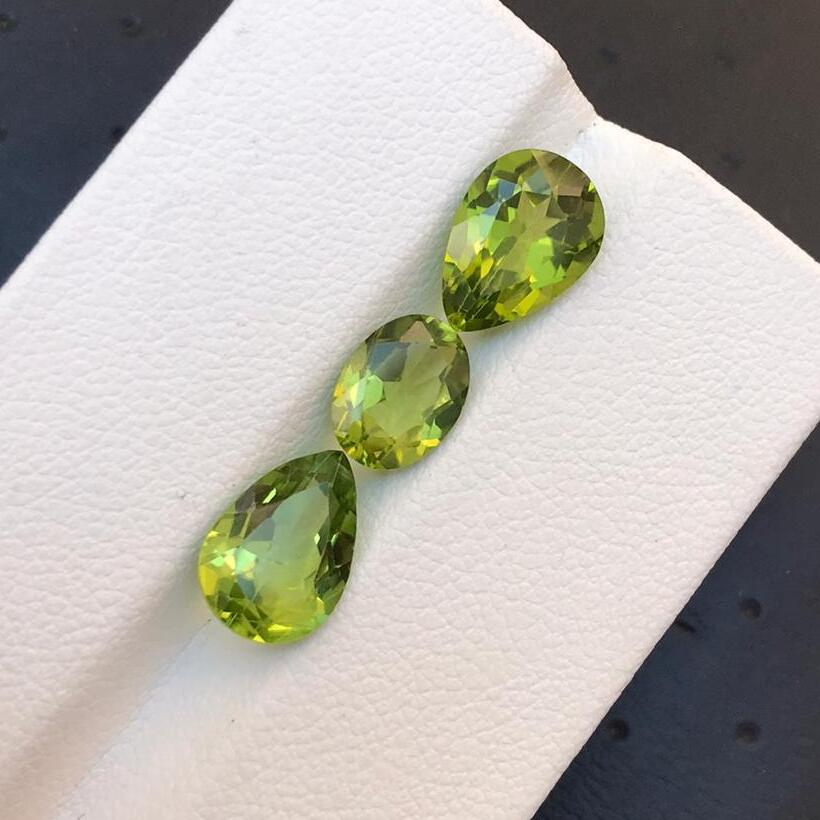 Natural Loose Peridot earrings with ring size jewelry set