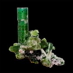 Vivid green aesthetic Tourmaline crystal cluster with perfect flat termination - Gandhara Gems