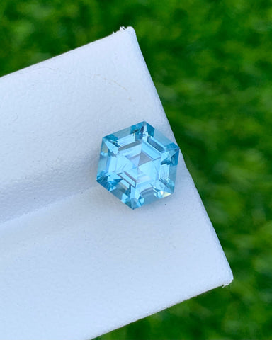 Stunning Hexagon Cut Swiss Blue Topaz